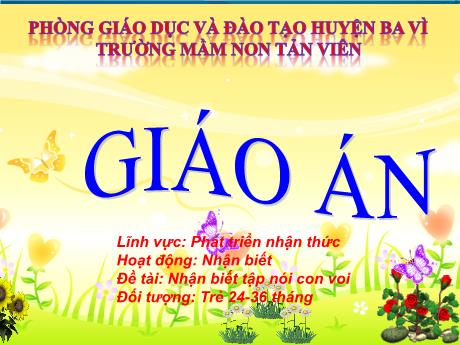 Giáo án Lớp Nhà trẻ - Phát triển nhận thức - Nhận biết tập nói con voi - Trường Mầm non Tản Viên