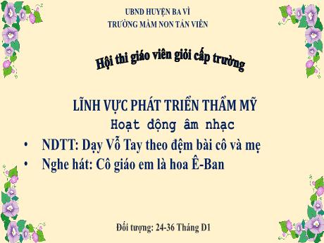 Giáo án Lớp Nhà trẻ - Phát triển thẩm mỹ - Dạy vỗ tay theo đệm bài cô và mẹ - Trường Mầm non Tản Viên