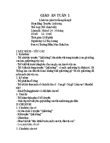 Giáo án Lớp Nhà trẻ - Tuần 2 - Lê Thị Lương