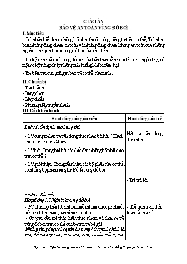 Giáo án Mầm non Bảo vệ an toàn vùng đồ bơi
