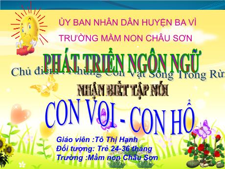 Giáo án Nhà trẻ - Phát triển ngôn ngữ - Con voi - Con hổ - Tô Thị Hạnh