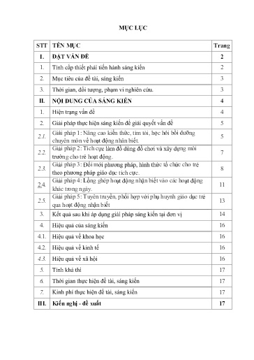 SKKN Một số giải pháp nâng chất lượng hoạt động nhận biết cho trẻ 24 - 36 tháng ở Trường mầm non - Nguyễn Thị Minh Trang